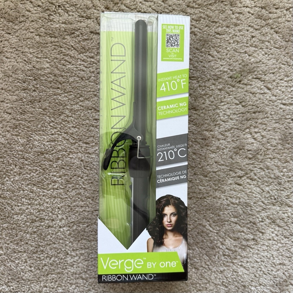 Verge by ONE Ribbon Wand 1.25" Oval Hair Curling Iron Ceramic Nano Gold 410F NEW